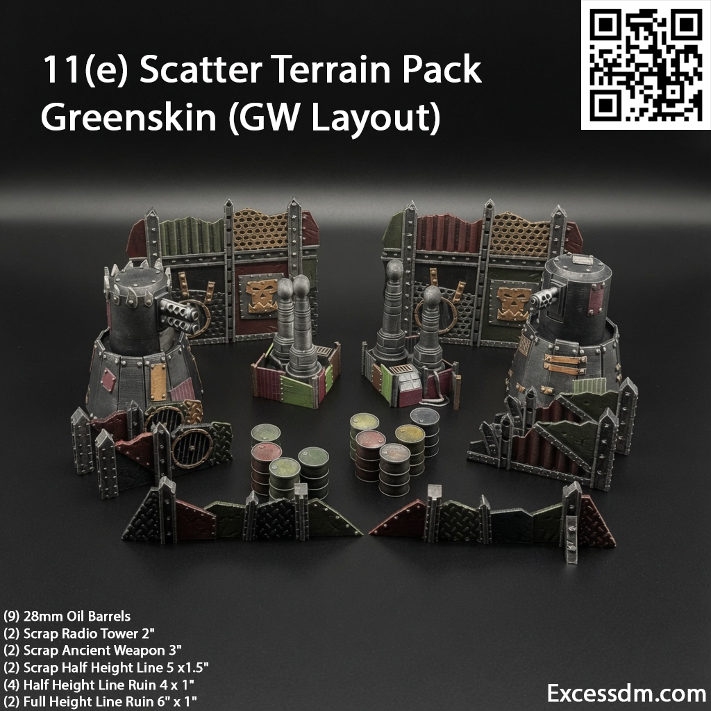 WH40k 11th Ed GW Layout [Greenskin Scatter Terrain] - [21pcs] - Unpainted