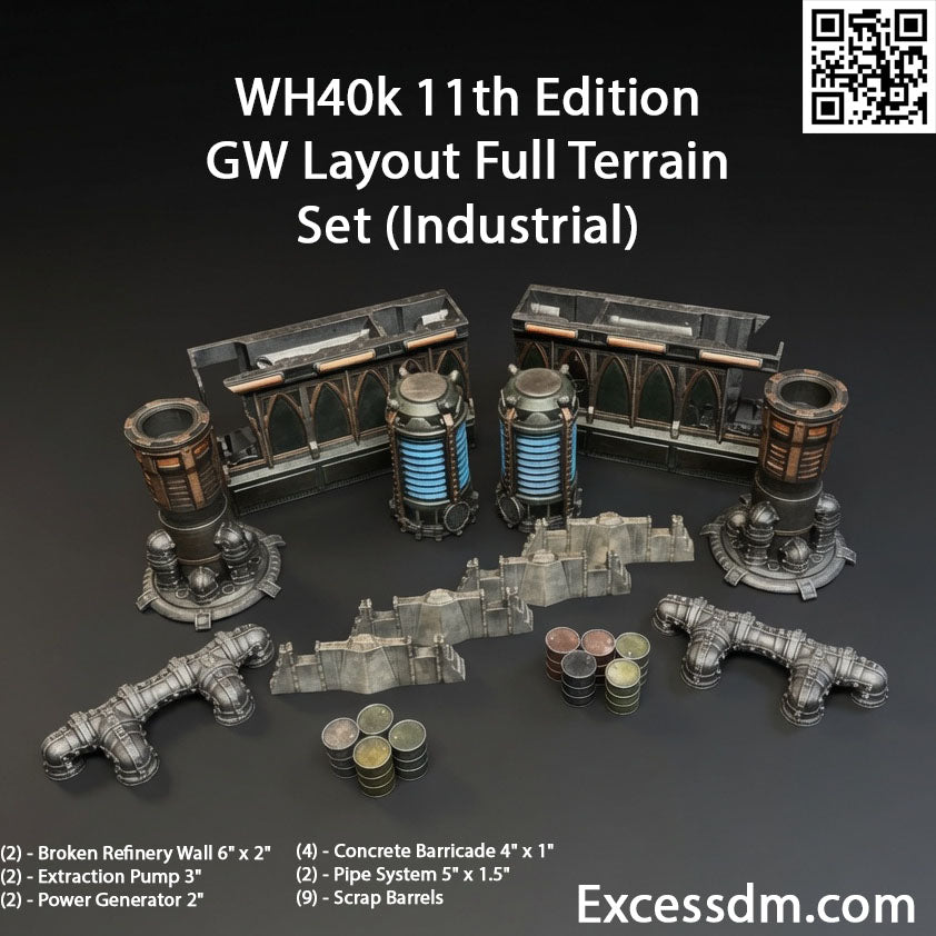 WH40k 11th Edition GW Layout Full Terrain Set (Industrial) [35pcs] - Unpainted