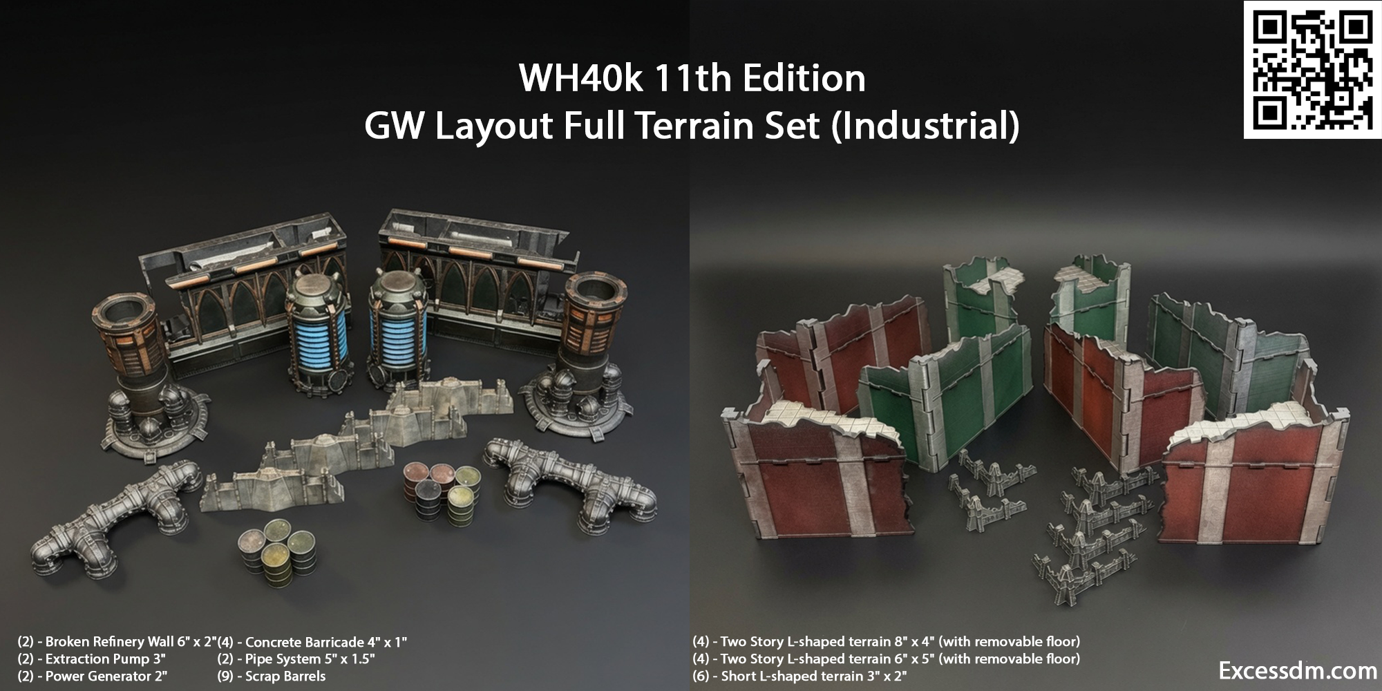 WH40k 11th Edition GW Layout Full Terrain Set (Industrial) [35pcs] - Unpainted