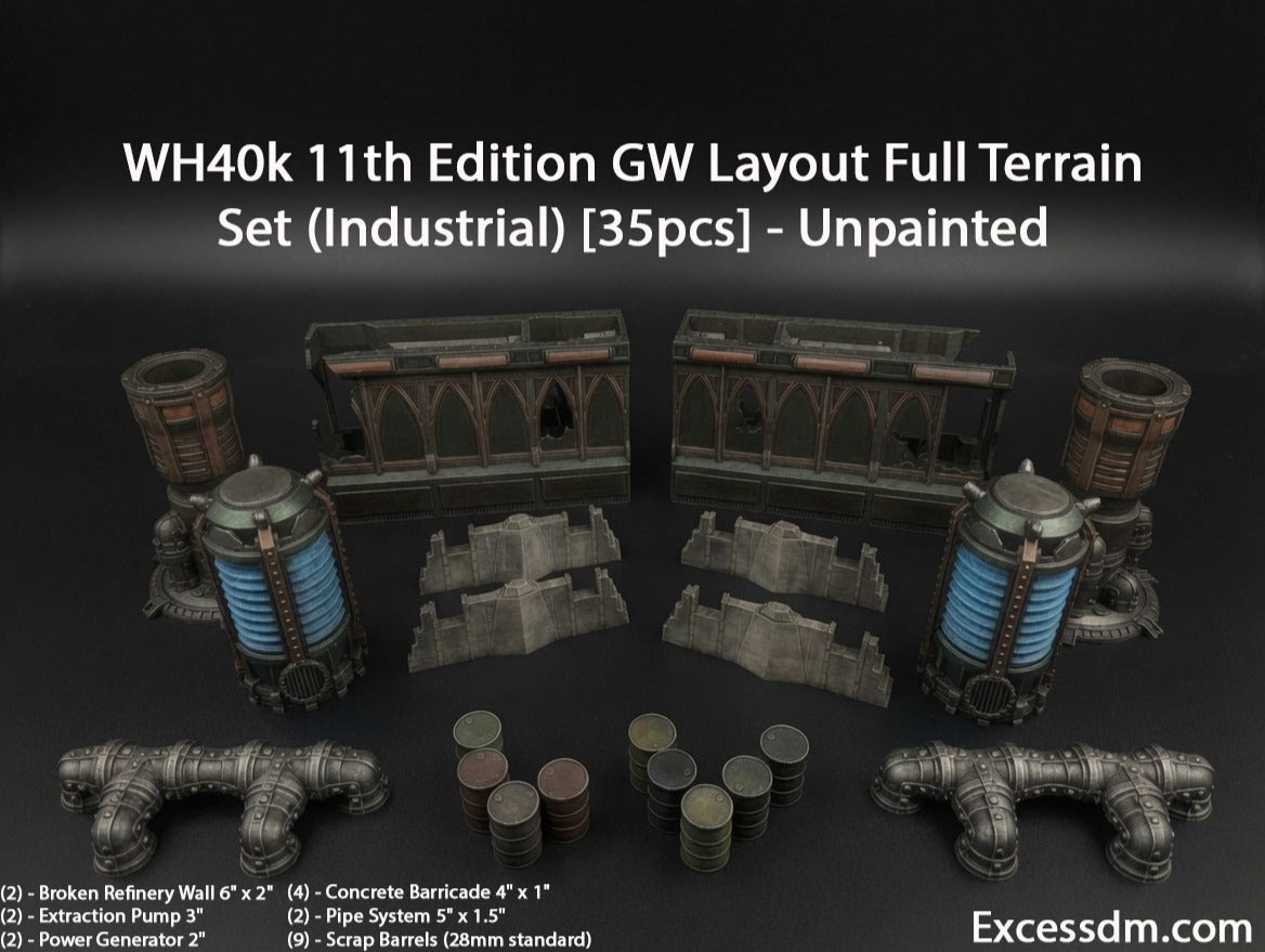 WH40k 11th Edition GW Layout Full Terrain Set (Industrial) [35pcs] - Unpainted