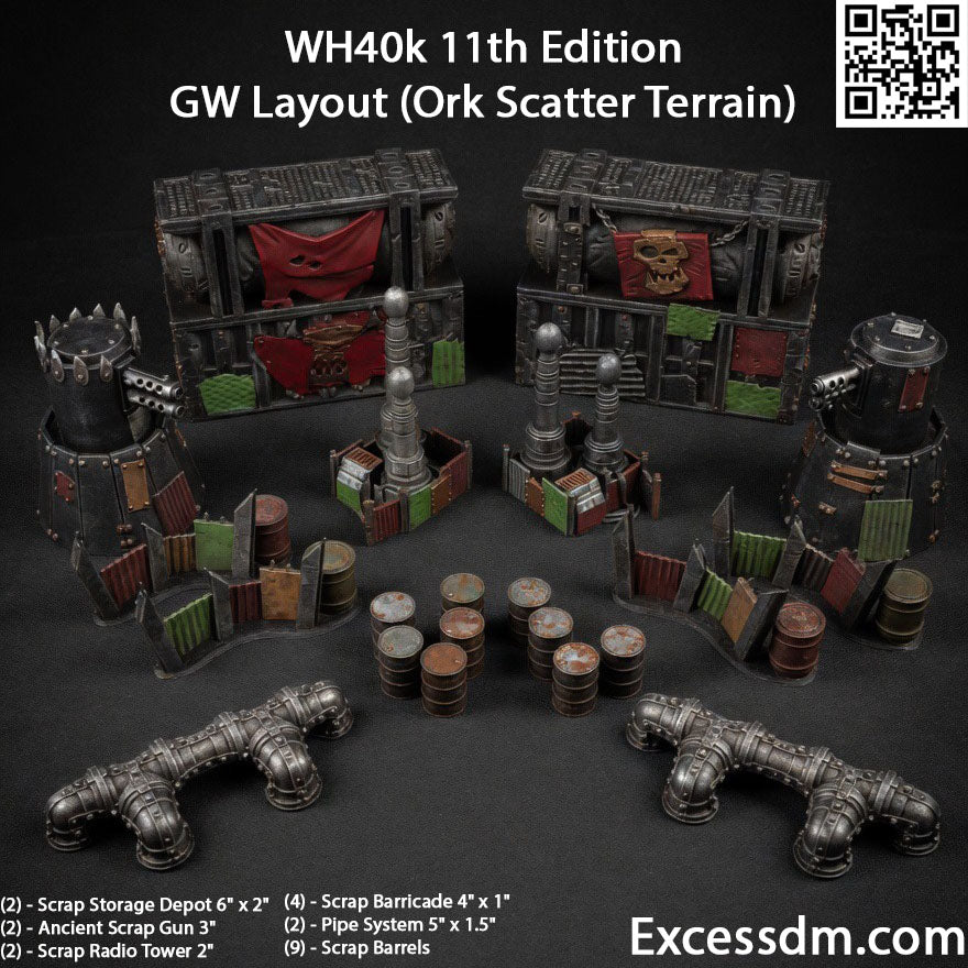 WH40k 11th Editon GW Layout [Ork Scatter Terrain] - [21pcs] - Unpainted