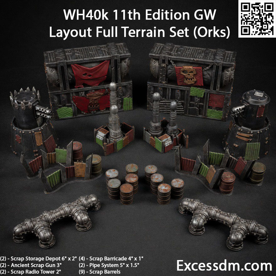 WH40k 11th Edition GW Layout Full Terrain Set (Ork) [35pcs] - Unpainted