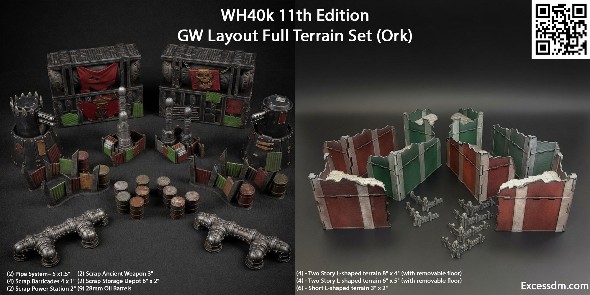 WH40k 11th Edition GW Layout Full Terrain Set (Ork) [35pcs] - Unpainted