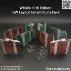 WH40k 11th Edition GW Layout [Terrain Ruins Pack] - [14pcs] - Unpainted