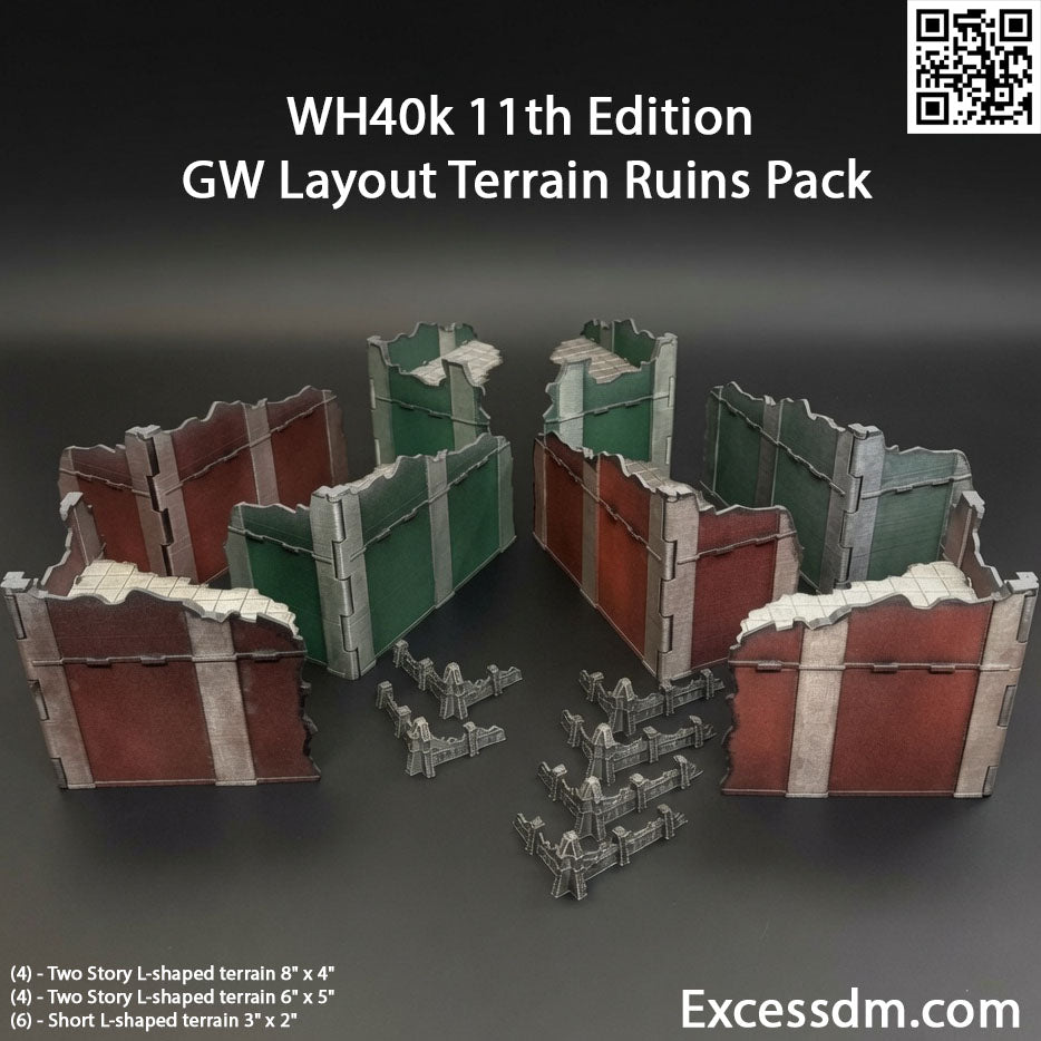 WH40k 11th Edition GW Layout [Terrain Ruins Pack] - [14pcs] - Unpainted