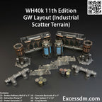 WH40k 11th Edition GW Layout [Industrial Scatter Terrain] - [21pcs] - Unpainted